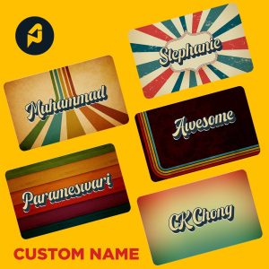 Retro Design Card Skin — Add Your Custom Name