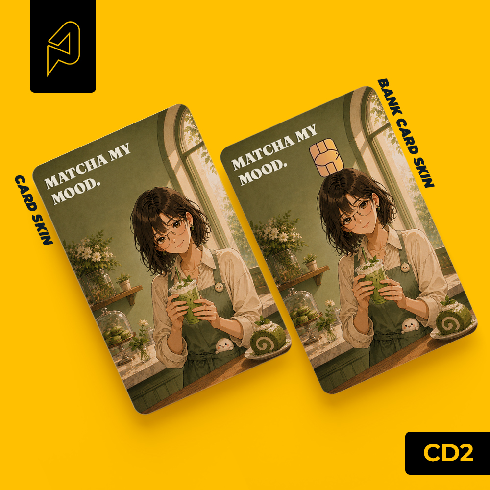 Matcha My Mood. iced matcha café card skin for Transit and ATM cards