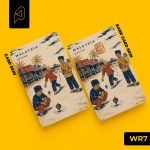 Gasing spinning tops on the village field — Malaysian heritage card skin for Transit Card and bank cards, Warisan design WR7